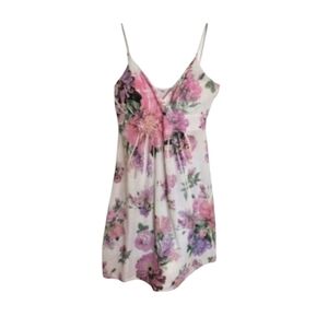 ⏰50% OFF equipe Floral Cream Pink Spaghetti Strap Summer Dress Size Small